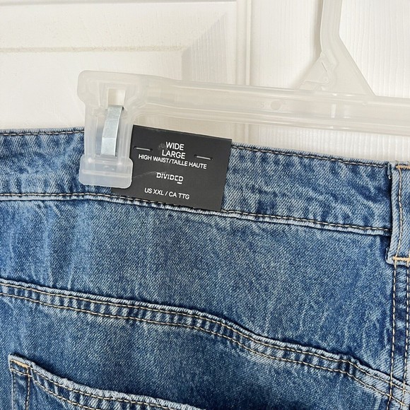 H&M Divided Jeans Womens XXL High Waist Wide-Leg Medium Wash Denim NEW 28 inseam - Picture 4 of 11